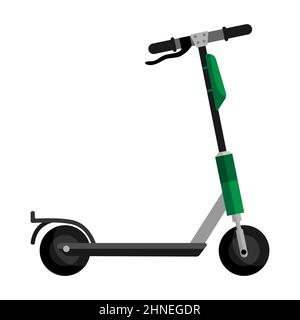 Scooter électrique vert isolé sur fond blanc. Transport électrique de scooter dans le style plat. Transport écologique pour le style de vie de la ville.Vector illustrati Illustration de Vecteur
