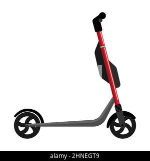 Scooter électrique rouge isolé sur fond blanc. Scooter électrique de style plat. Transport écologique pour le style de vie urbain. Illustration vectorielle Illustration de Vecteur