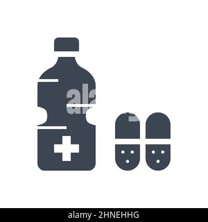 Icône de glyphe vecteur lié à une bouteille médicale Illustration de Vecteur