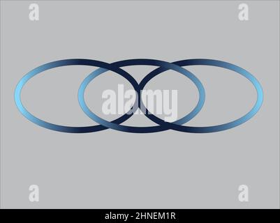 Graphiques vectoriels montrant un symbole composé de cercles transformés dans un programme graphique et interconnectés. Illustration de Vecteur