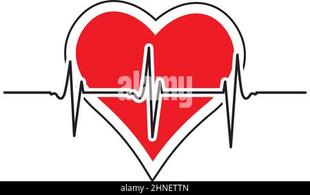 Impulsion cardiaque, vecteur. Illustration du cœur et du cœur, logo médical isolé sur fond blanc. Illustration de Vecteur