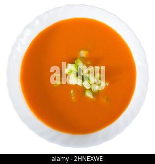 Soupe froide traditionnelle andalouse au gaspacho dans un bol Banque D'Images