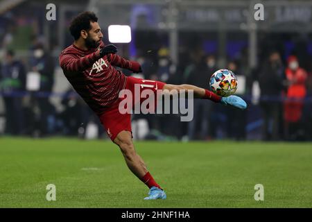 Mohamed Salah de Liverpool, en avance sur la manche de la Ligue des champions de l'UEFA lors du match de la première jambe à San Siro, Milan. Date de la photo: Mercredi 16 février 2022. Banque D'Images