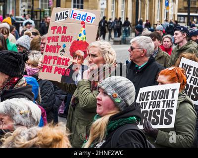 Newcastle upon Tyne, Royaume-Uni, 12th février 2022, rassemblement contre la hausse du coût de la vie à la suite de la pandémie Covid-19. Banque D'Images