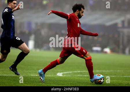 Mohamed Salah de Liverpool lors de la manche de la Ligue des champions de l'UEFA lors de la manche de seize matchs de première jambe au San Siro, Milan. Date de la photo: Mercredi 16 février 2022. Banque D'Images