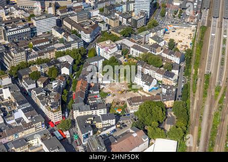 Vue aérienne, vue sur le Triangle des Bermudes et le centre-ville avec démolition du parking P7 à Kurt-Schumacher-Platz, Gleisdreieck à Bochum, Ruhr Banque D'Images