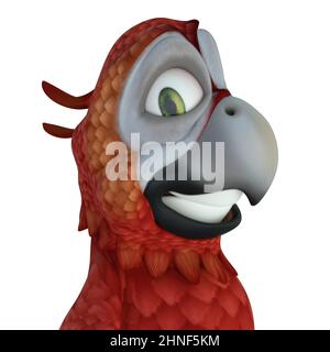 3D-illustration d'un joli et drôle de perroquet de dessin animé souriant Banque D'Images