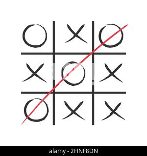Jeu TIC tac TOE classique. Winner. Jeux simples pour enfants. Dessin vectoriel. Illustration graphique. Jeu enfants croix zéro stock image TIC tac orteil Illustration de Vecteur