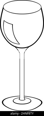Illustration vectorielle d'un verre de vin ou d'un cristal dessiné en noir et blanc Illustration de Vecteur