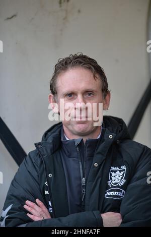 Wakefield, Angleterre - 13 février 2022 - l'entraîneur-chef du FC Hull Brett Hodgson avant la Ligue de rugby Betfred Super League Round 1 Wakefield Trinity vs Hull FC au stade de soutien de Bebe Well, Wakefield, Royaume-Uni Dean Williams Banque D'Images