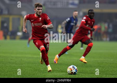 Harvey Elliott de Liverpool lors de la manche de la Ligue des champions de l'UEFA lors du match de la première jambe à San Siro, Milan. Date de la photo: Mercredi 16 février 2022. Banque D'Images