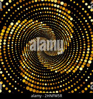 Spirale en pointillés. Spirale dorée en pointillés. Arrière-plan abstrait. Élément de décoration. Banque D'Images