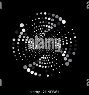 Arrière-plan en spirale de lignes pointillées grises. Exemple. Banque D'Images