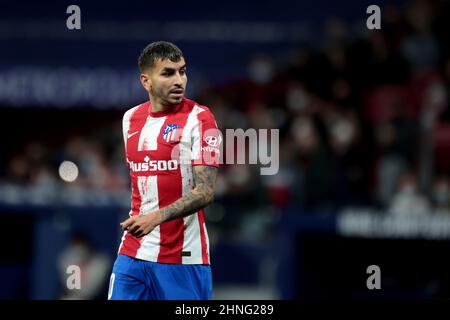 Madrid, espagnol. 16th févr. 2022. Madrid Espagne; 02.16.2022.- Atletico de Madrid contre Levante UD match de la Ligue espagnole de football jour 21 au stade Santiago Bernabeu de Madrid. Atletico Madrid joueur Correa final score 0-1 but par Gonzalo Melero 54  Credit: Juan Carlso Rojas/dpa/Alamy Live News Banque D'Images