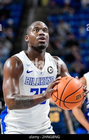 16 février 2022 : le garde de Saint Louis Billikens Fred thatch Jr. (20) prend un tir à l'air libre dans un jeu de conférence A-10 où les explorateurs de la salle ont visité le St. Louis Billikens. Tenue à l'aréna Chaifetz à Saint-Louis, Mo Richard Ulreich/CSM Banque D'Images