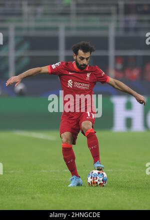 Milan, Italie, 16th février 2022. Mohamed Salah du FC Liverpool lors du match de l'UEFA Champions League à Giuseppe Meazza, Milan. Le crédit photo devrait se lire: Jonathan Moscrop / Sportimage Banque D'Images