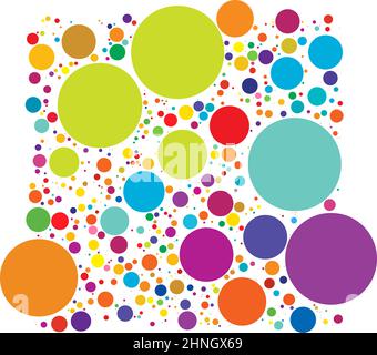 Aléatoire coloré, cercles diffus, motif points. Taches de peinture éparpillées, pois - illustrations vectorielles, graphiques clip-art Illustration de Vecteur