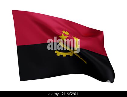 3D illustration drapeau de l'Angola. Drapeau angolais à haute résolution isolé sur fond blanc. 3d rendu Banque D'Images