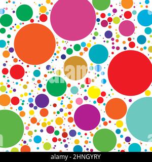 Aléatoire coloré, cercles diffus, motif points. Taches de peinture éparpillées, pois - illustrations vectorielles, graphiques clip-art Illustration de Vecteur