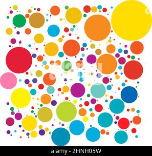 Aléatoire coloré, cercles diffus, motif points. Taches de peinture éparpillées, pois - illustrations vectorielles, graphiques clip-art Illustration de Vecteur