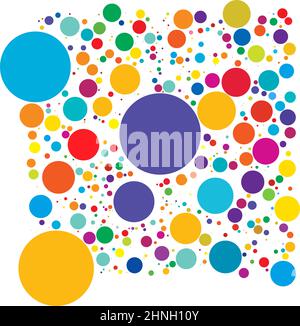 Aléatoire coloré, cercles diffus, motif points. Taches de peinture éparpillées, pois - illustrations vectorielles, graphiques clip-art Illustration de Vecteur