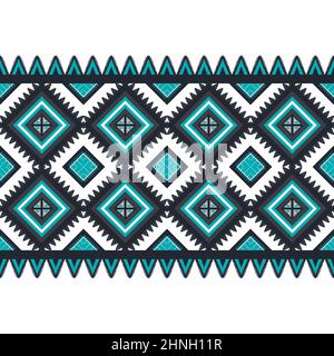 Vert Sarcelle Noir géométrique ethnique oriental motif traditionnel Design pour fond, moquette, papier peint, vêtements, emballage, Batik, tissu, illustration emb Banque D'Images
