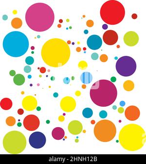 Aléatoire coloré, cercles diffus, motif points. Taches de peinture éparpillées, pois - illustrations vectorielles, graphiques clip-art Illustration de Vecteur