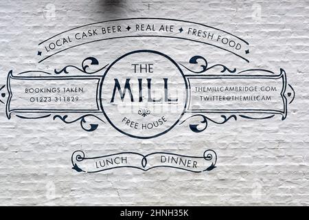 Maison publique The Mill, Cambridge, Angleterre. Banque D'Images