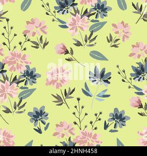 Motif sans couture avec jolies fleurs pastel délicates, style aquarelle, isolé sur fond blanc. Illustration de Vecteur