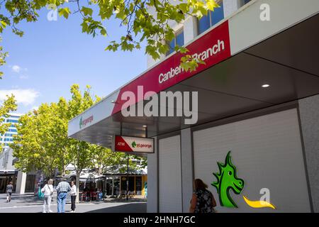 St George Bank à Canberra, succursale de cette banque australienne dans le centre-ville, ACT, Australie Banque D'Images