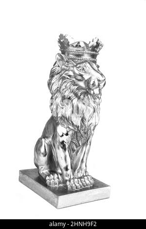 grande statue de lion de tête avec couronne Banque D'Images