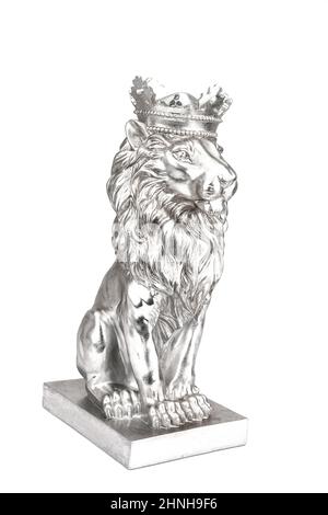 grande statue de lion de tête avec couronne Banque D'Images