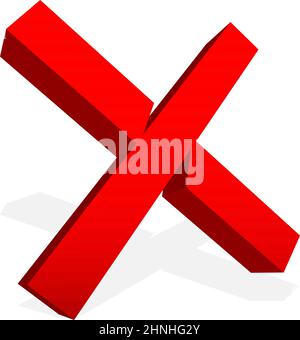 Signe X rouge, forme, lettre. Réticule, repère de cible, icône de ...