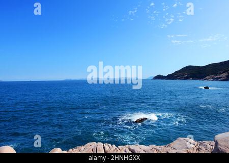 Yung Shue Ha Beach à Shek Pai WAN, Lamma Island, Hong Kong. Banque D'Images