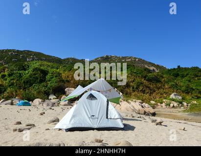 Yung Shue Ha Beach à Shek Pai WAN, Lamma Island, Hong Kong. Banque D'Images