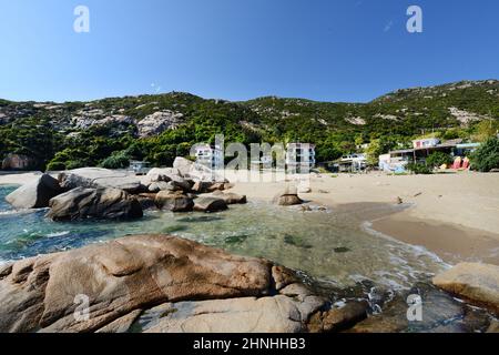 Yung Shue Ha Beach à Shek Pai WAN, Lamma Island, Hong Kong. Banque D'Images