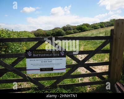 Site de la bataille de Stratton, Stamford Hill, Bude, Cornwall. Banque D'Images