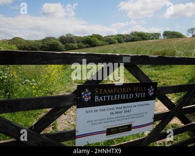Site de la bataille de Stratton, Stamford Hill, Bude, Cornwall. Banque D'Images