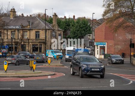 Haddricks Mill Roundabout, South Gosforth, Newcastle upon Tyne, Royaume-Uni. Une tache noire d'accident. Banque D'Images