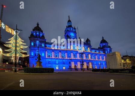 Glasgow City Chambers à George Square a allumé ip pendant l'événement illuminé de Glasgow. Banque D'Images