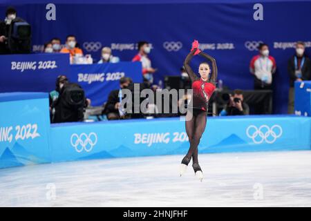 Pékin, Chine. 17th févr. 2022. Anna Shcherbakova, de Russie, se présente au programme libre de patinage artistique féminin dans le stade intérieur de la capitale, lors des Jeux olympiques d'hiver de Beijing 2022, le jeudi 17 février 2022. Photo de Richard Ellis/UPI crédit: UPI/Alay Live News Banque D'Images