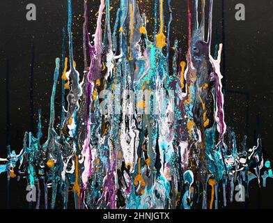 Peinture acrylique liquide marbré moderne texture coulant, arrière-plan contemporain créatif Banque D'Images