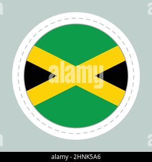 Boule d'autocollants avec drapeau de la Jamaïque. Sphère ronde, icône de modèle. Symbole national jamaïcain. Boule brillante réaliste, illustration vectorielle abstraite 3D. Grande Illustration de Vecteur