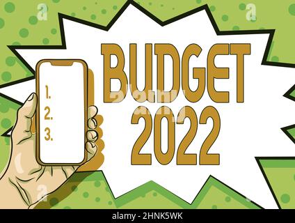 Légende conceptuelle Budget 2022, Business concept estimation des revenus et des dépenses pour l'année en cours Affichage d'informations importantes, présentation de SMA Banque D'Images