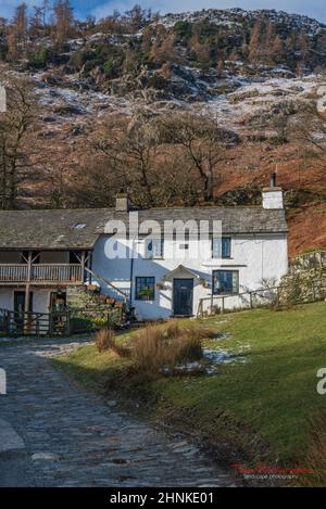 Cottages à Low Tilberthwaite près de Coniston à Cumbria Banque D'Images