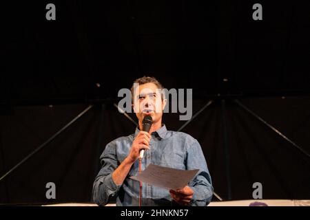 France, Bretagne, Ploufragan, le 2022-02-10. Dans le cadre de la campagne de Jean-Luc Melenson pour l'élection présidentielle, rencontre de France Insoumise à Ploufr Banque D'Images