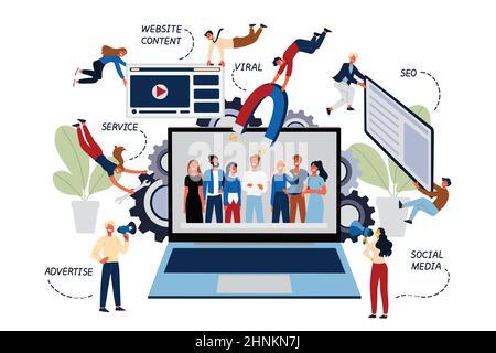 Concept d'entreprise du travail d'équipe, du coworking, du financement participatif, de la coopération et de la collaboration. Équipe de personnes Connecting Jigsaw Puzzle Elements. Dessin animé plat Desi Banque D'Images