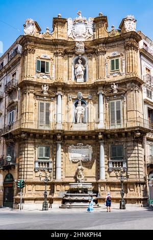 Quattro Canti à Palerme, Sicile Banque D'Images