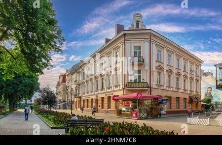 Rues du centre-ville historique de Ternopil, Ukraine Banque D'Images