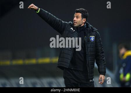 Frosinone, 16 février 2022 Stade Benito Stirpe football italien série B BKT 2021-2022 Match Frosinone Calcio vs Como 1907 23th jour de championnat en photo: L'entraîneur de Frosinone Calcio Fabio Grosso Banque D'Images